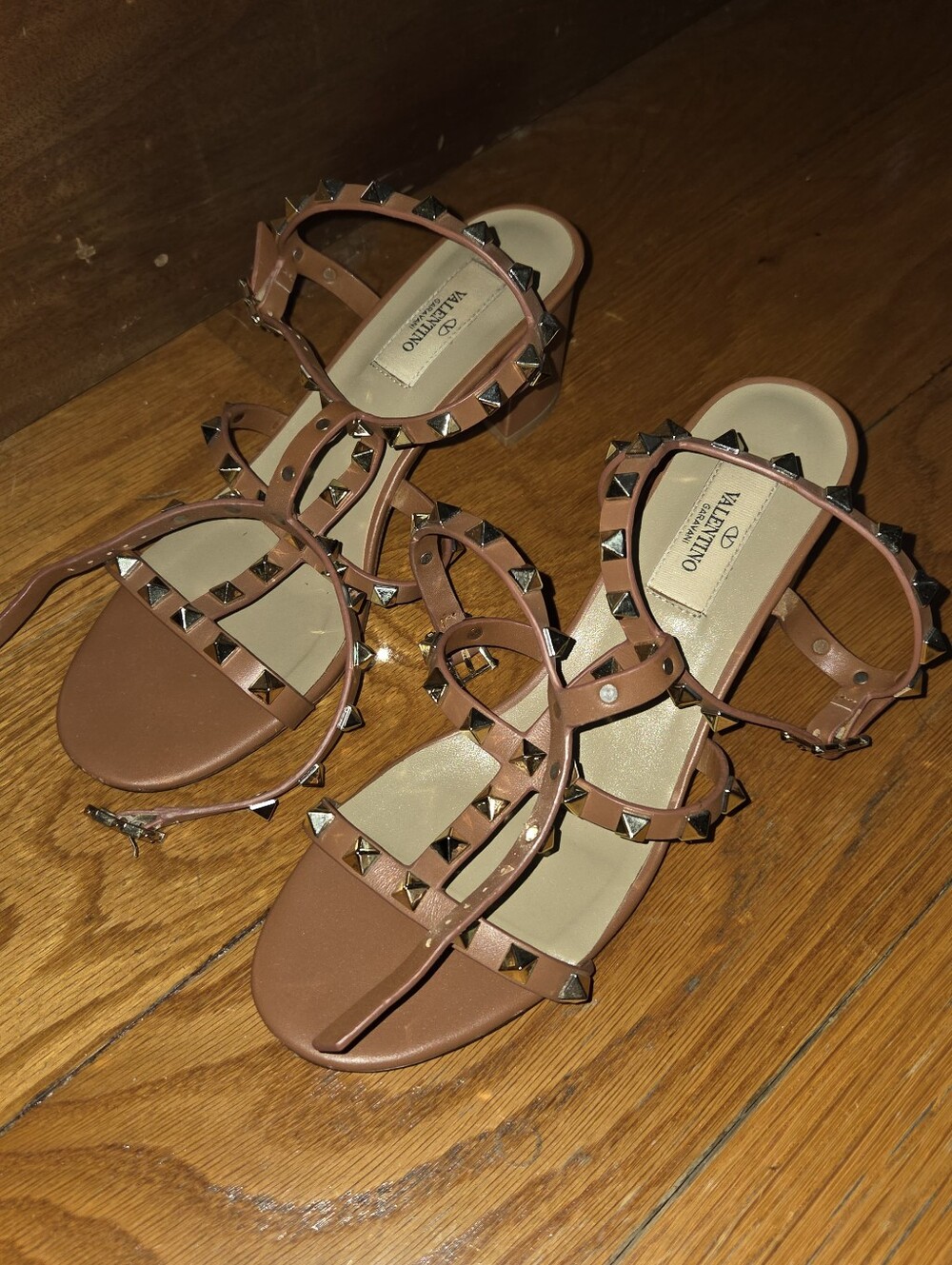 Valentino Rockstud Brown Gladiator Sandals